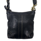 COACH Duffle Leather Crossbody Shoulder Bag Black Stitch 10398