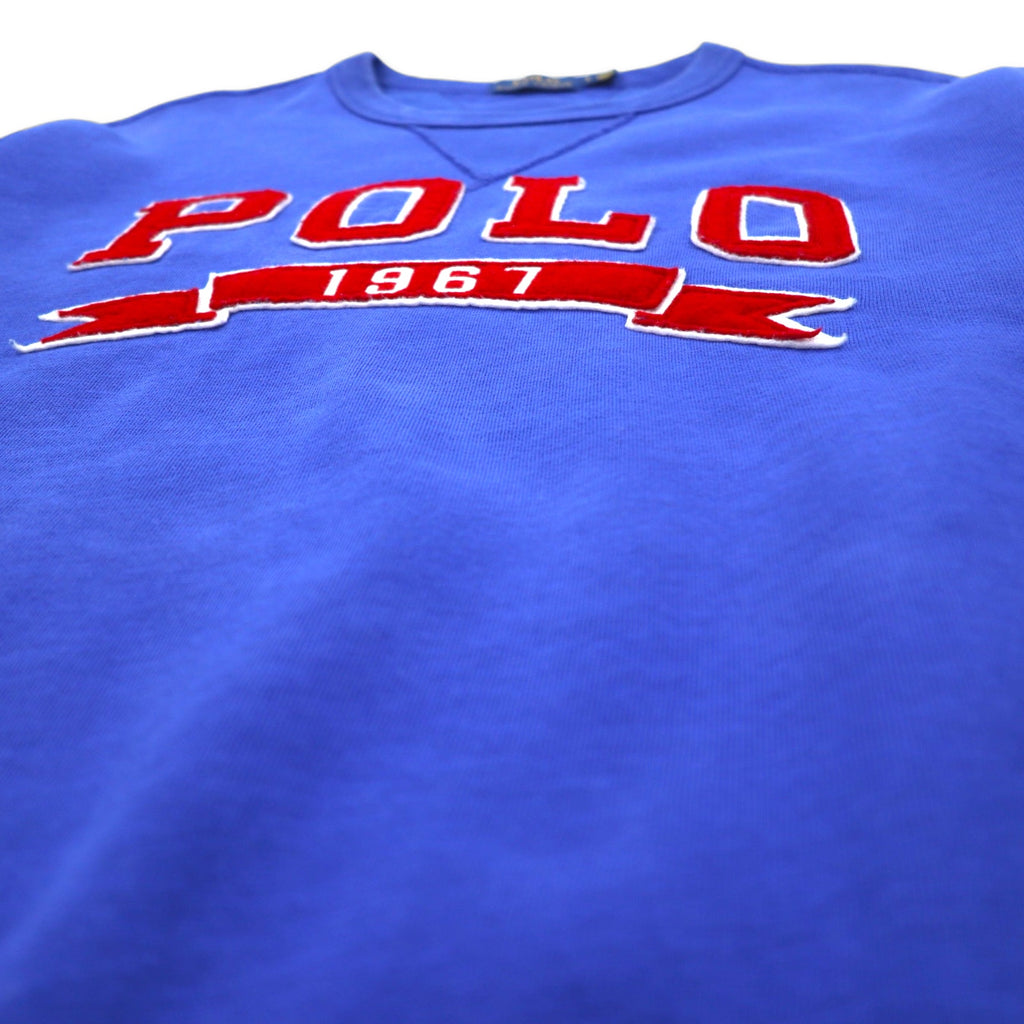 POLO RALPH LAUREN Logo 1967 Patch Sweatshirt L Blue Cotton Fleece Lining