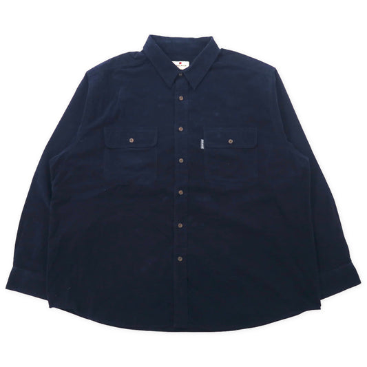 日本然リトテ-古着オンライン-WOOLRICH コーデュロイ ワークシャツ 2XL ネイビー コットン ビッグサイズ-Woolrich Corduroy Workshirt 2XL Navy Cotton Big Size