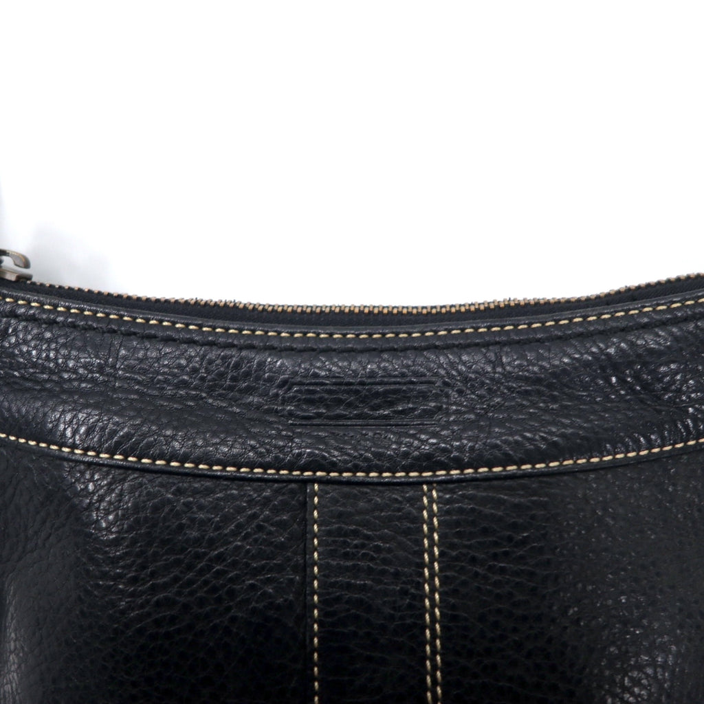 COACH Duffle Leather Crossbody Shoulder Bag Black Stitch 10398