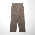 LANDS' END 2タック ワイド スラックスパンツ M ブラウン グレンチェック ウール