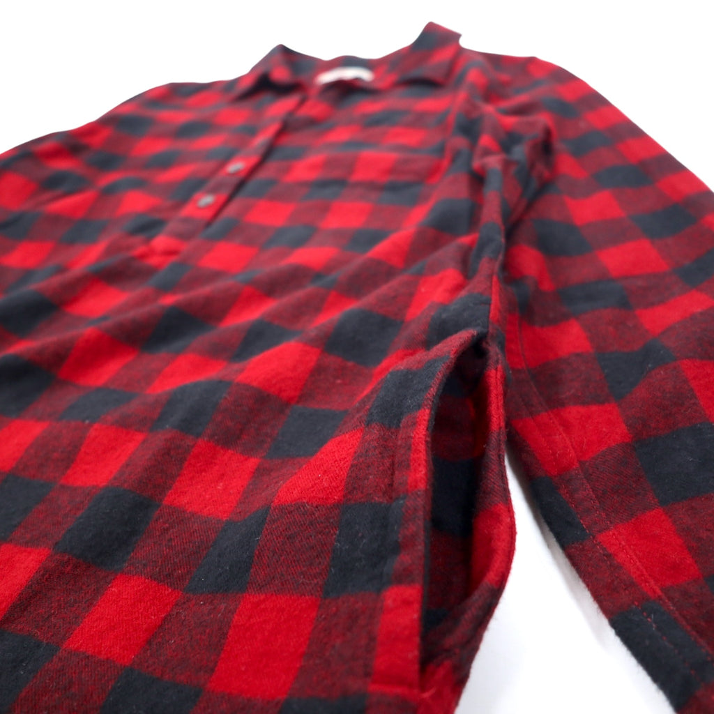 LLBean Relaxed Fit Flannel Shirt Dress, S, Red, Black, Cotton, Made in Sri Lanka