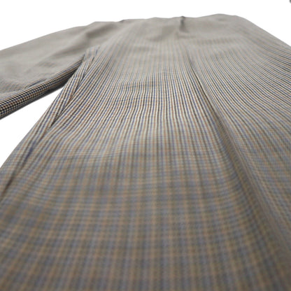 LANDS' END 2タック ワイド スラックスパンツ M ブラウン グレンチェック ウール