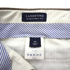 LANDS' END 2タック ワイド スラックスパンツ M ブラウン グレンチェック ウール