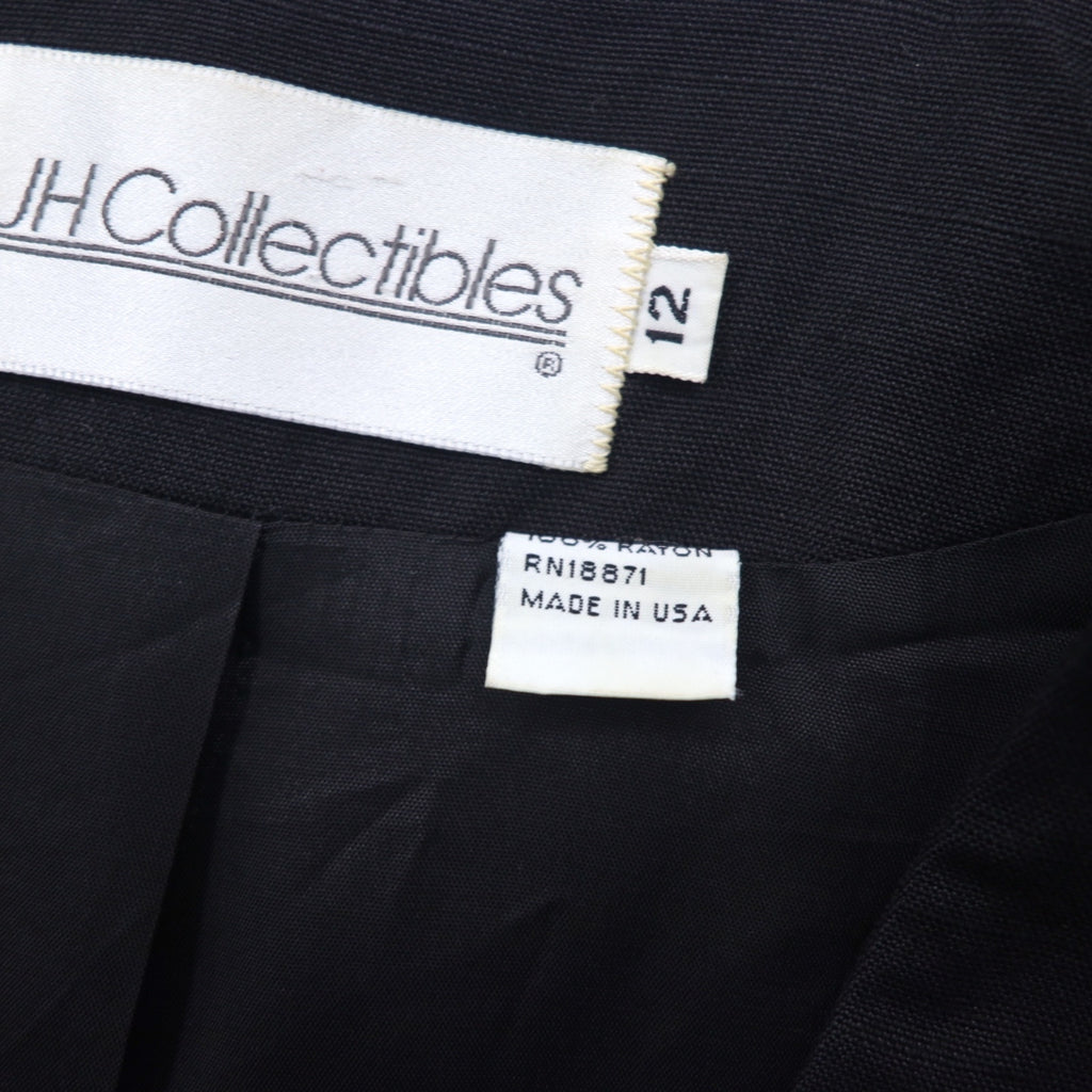 Vintage 90s made in USA Double-Breasted Blazer JH Collectibles Double-breasted no-collar tailored jacket XL Black Rayon