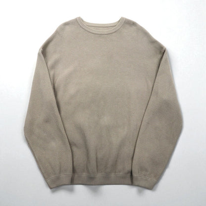 crepuscule Moss Stitch Pullover Knit Sweater, Beige, Pique, Medium, Oversized, 1901-001