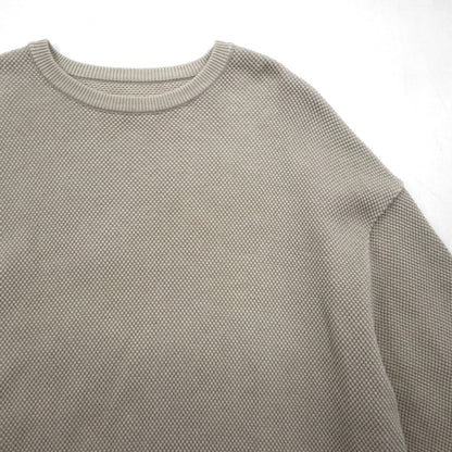crepuscule Moss Stitch Pullover Knit Sweater, Beige, Pique, Medium, Oversized, 1901-001