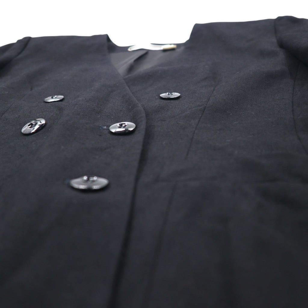 Vintage 90s made in USA Double-Breasted Blazer JH Collectibles Double-breasted no-collar tailored jacket XL Black Rayon