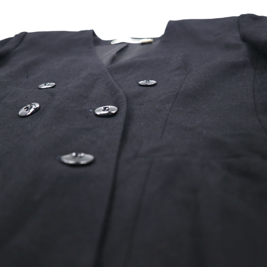 Vintage 90s made in USA Double-Breasted Blazer JH Collectibles Double-breasted no-collar tailored jacket XL Black Rayon