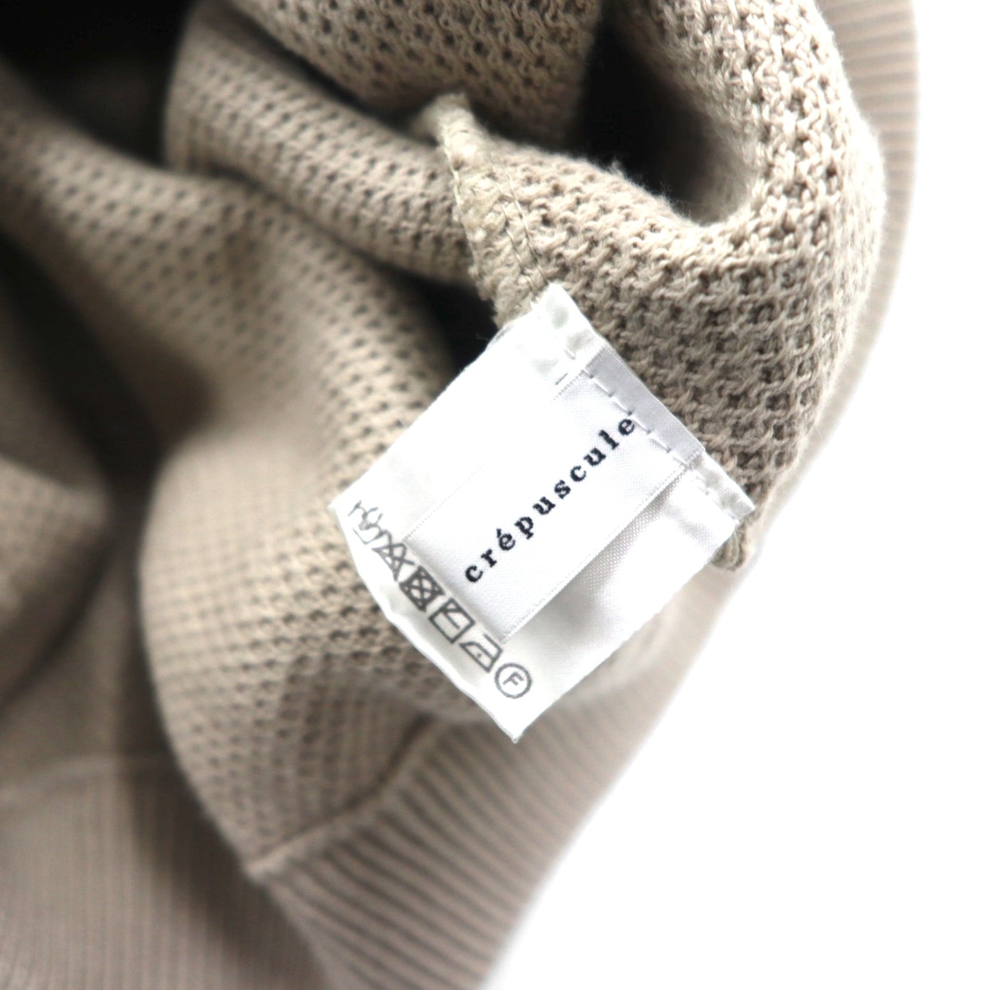 crepuscule Moss Stitch Pullover Knit Sweater, Beige, Pique, Medium, Oversized, 1901-001