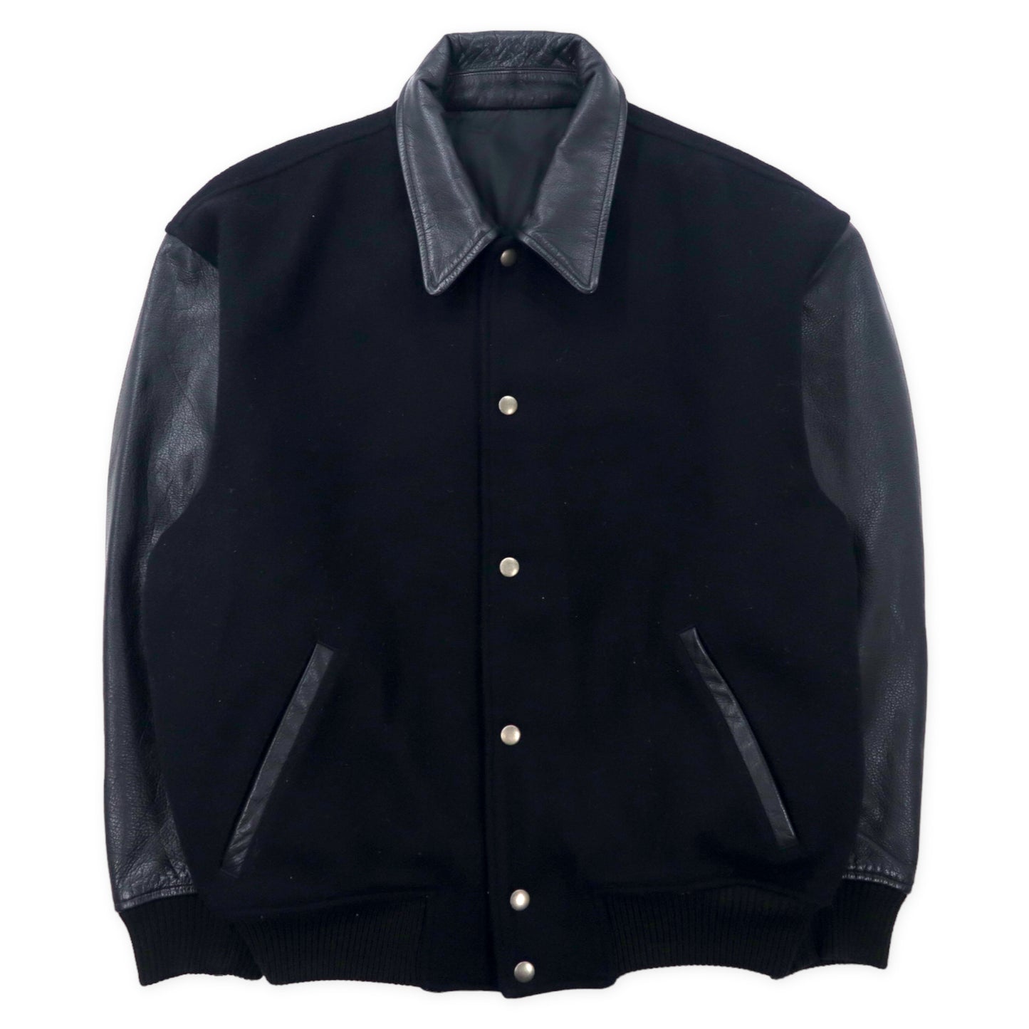 Incense leather switching VARSITY JACKET M Black Wool Cowhide Buck