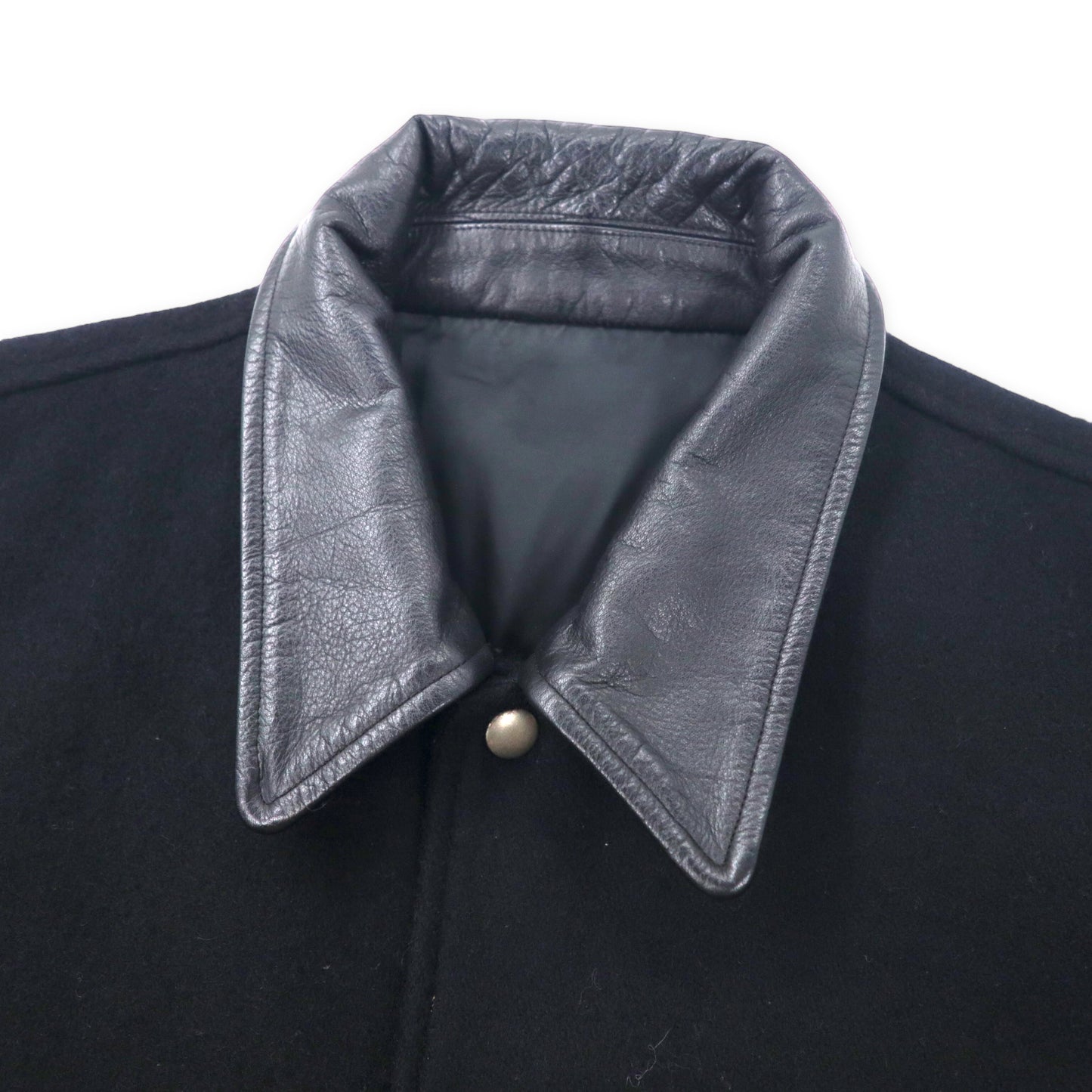 Incense leather switching VARSITY JACKET M Black Wool Cowhide Buck