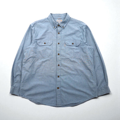 carhartt ボタンダウン ワークシャツ シャンブレー シャツ XL インディゴ ダブルポケット FORT L/S CHAMBRAY SHIRT S202 RELAXED FIT