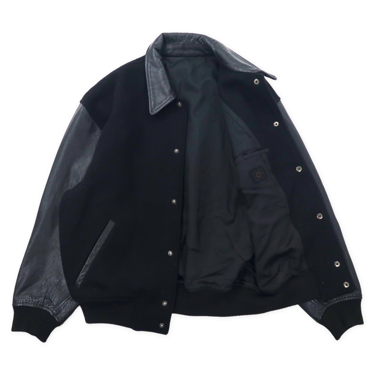 Incense leather switching VARSITY JACKET M Black Wool Cowhide Buck