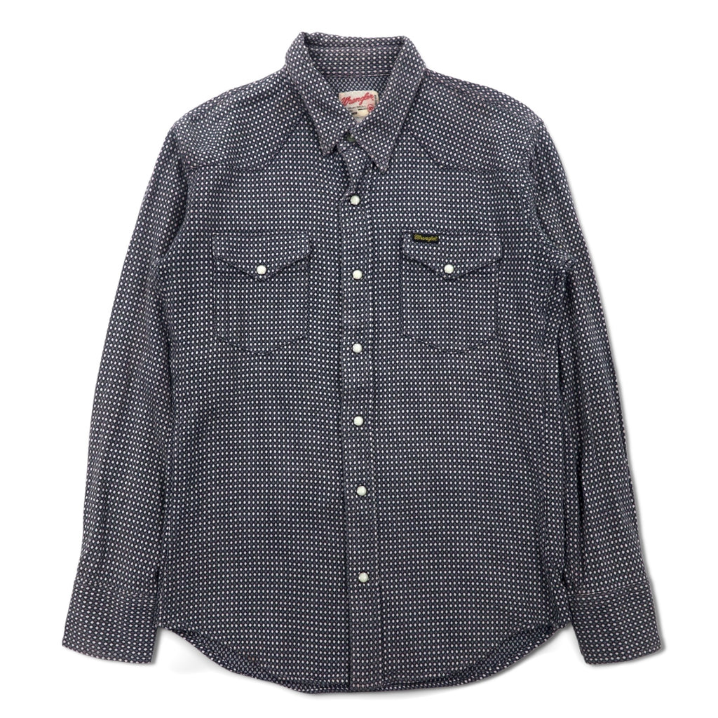 Wrangler 90s All-Over Print Western Shirt, Medium, Grey, Cotton, Front Pocket