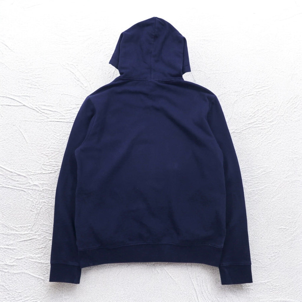 POLO RALPH LAUREN Pony Print Pullover Hoodie M Navy Fleece Lining Side Pockets