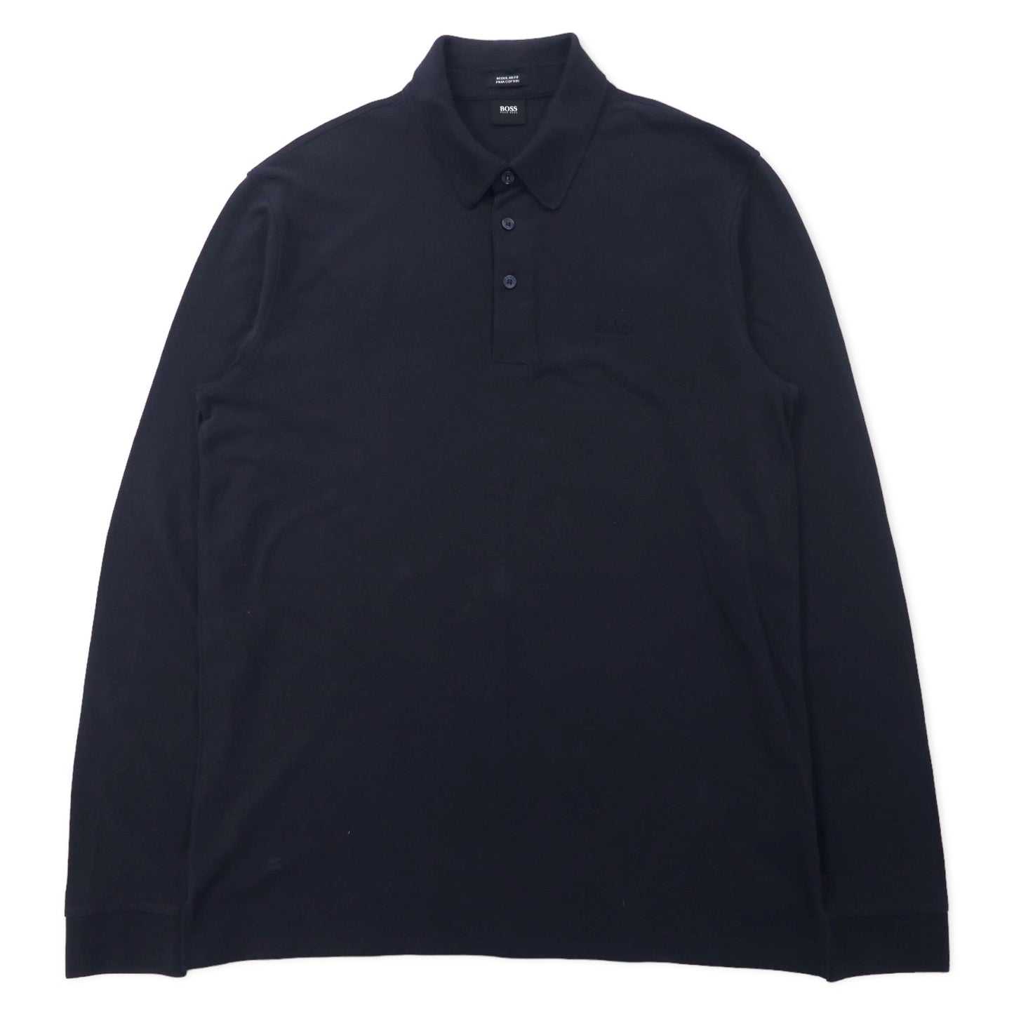 HUGO BOSS Pima Cotton Long Sleeve Polo Shirt L Black REGULAR FIT One Point  Logo Embroidery Peru Made – 日本然リトテ