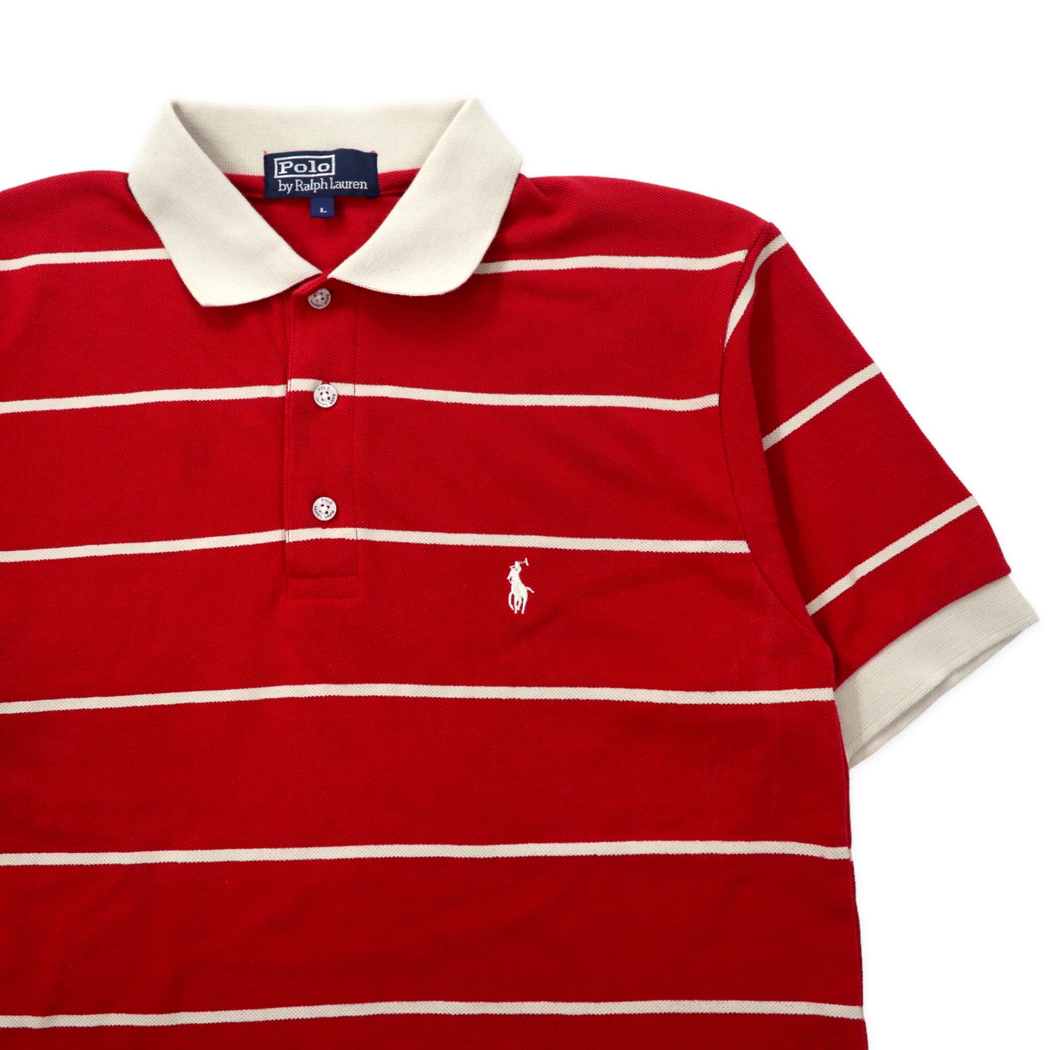 Polo by Ralph Lauren ボーダー ポロシャツ L レッド コットン