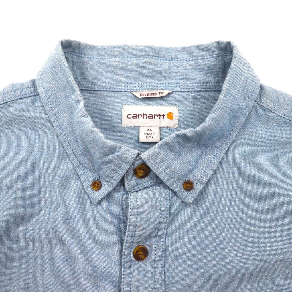 Carhartt Chambray Button-Down Work Shirt, XL, Indigo, Double Pocket, FORT L/S CHAMBRAY SHIRT S202, Relaxed Fit