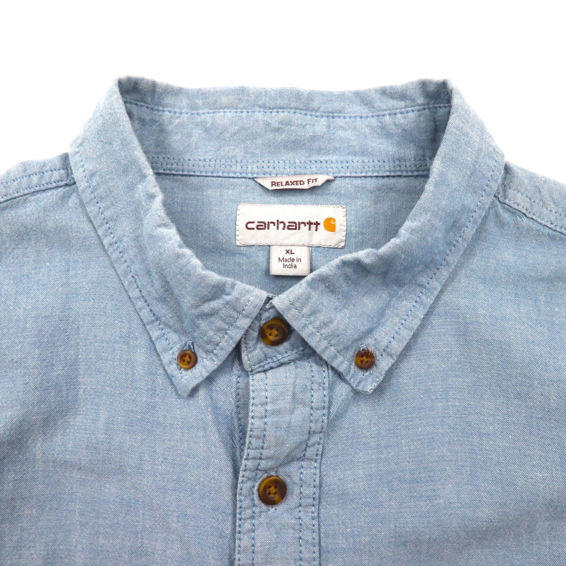 Carhartt Chambray Button-Down Work Shirt, XL, Indigo, Double Pocket, FORT L/S CHAMBRAY SHIRT S202, Relaxed Fit