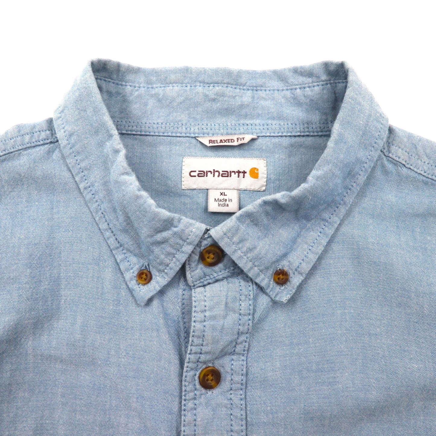 carhartt ボタンダウン ワークシャツ シャンブレー シャツ XL インディゴ ダブルポケット FORT L/S CHAMBRAY SHIRT S202 RELAXED FIT