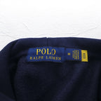 POLO RALPH LAUREN Pony Print Pullover Hoodie M Navy Fleece Lining Side Pockets
