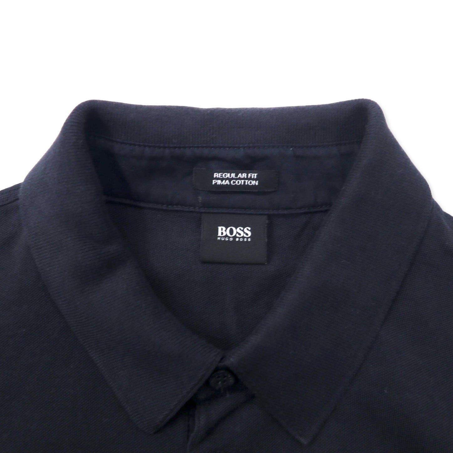 HUGO BOSS ピマコットン 長袖 ポロシャツ L ブラック REGULAR FIT ワンポイントロゴ刺繍 ペルー製