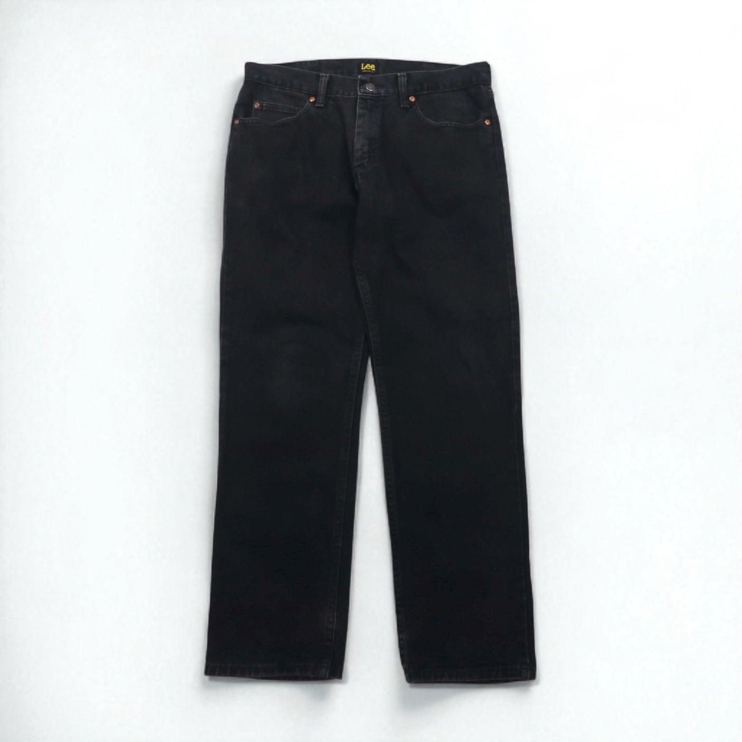 Lee ストレート ジーンズ REGULAR FIT STRAIGHT JEANS ブラックデニムパンツ L ジッパーフライ USAモデル 2008908 メキシコ製