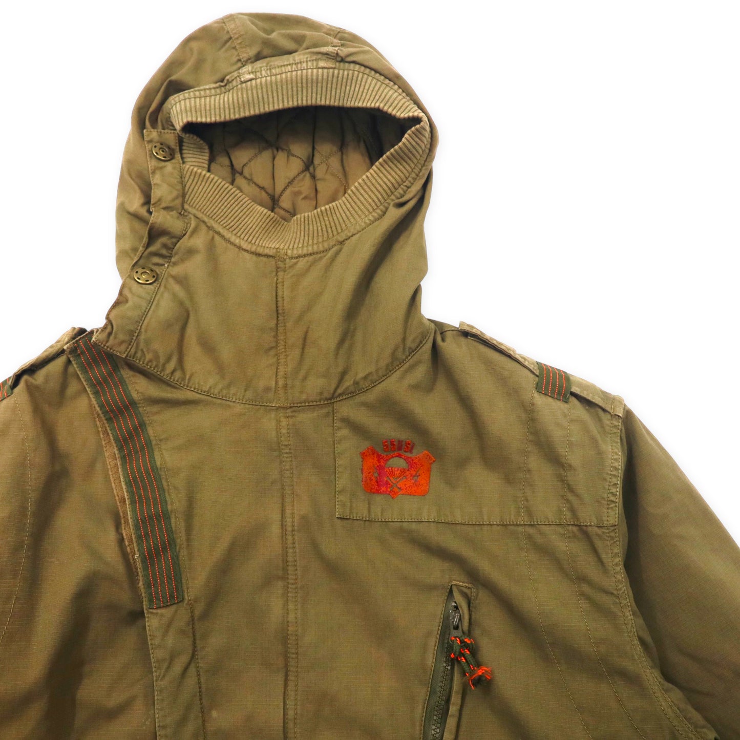 55DSL (DIESEL) Parachute jacket MOD PARKA L khaki cotton lip stop