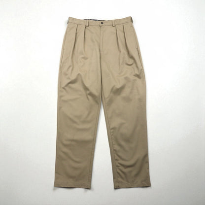 Polo Ralph Lauren 90年代 ポロチノ 2タック ワイド チノパンツ ワークパンツ L ベージュ ANDREW PANT プリーツ