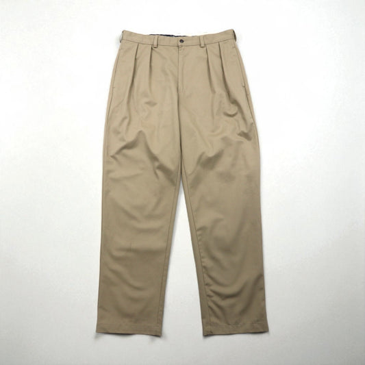 Polo Ralph Lauren 90年代 ポロチノ 2タック ワイド チノパンツ ワークパンツ L ベージュ ANDREW PANT プリーツ