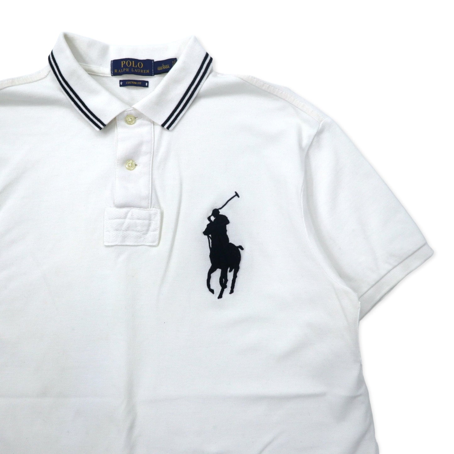 POLO RALPH LAUREN ビッグポニー ポロシャツ L ホワイト コットン CUSTOM FIT