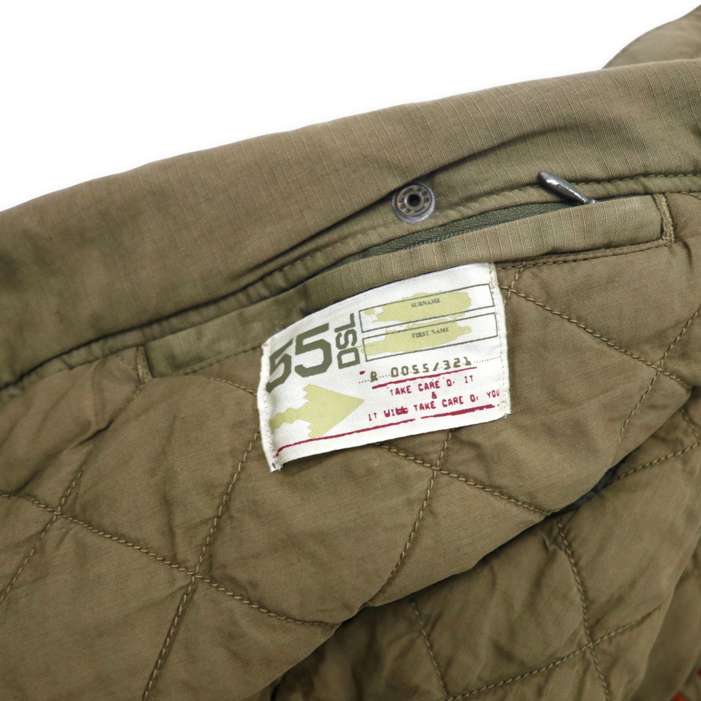 55DSL (DIESEL) Parachute jacket MOD PARKA L khaki cotton lip stop