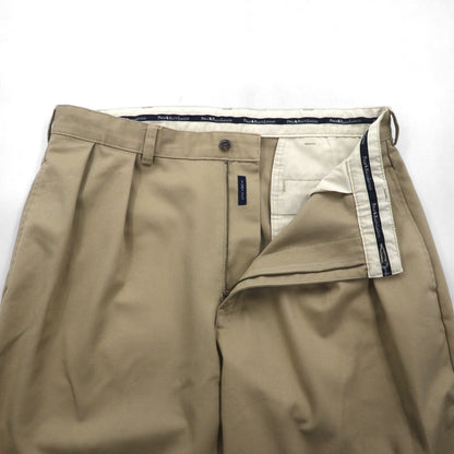 Polo Ralph Lauren 90年代 ポロチノ 2タック ワイド チノパンツ ワークパンツ L ベージュ ANDREW PANT プリーツ