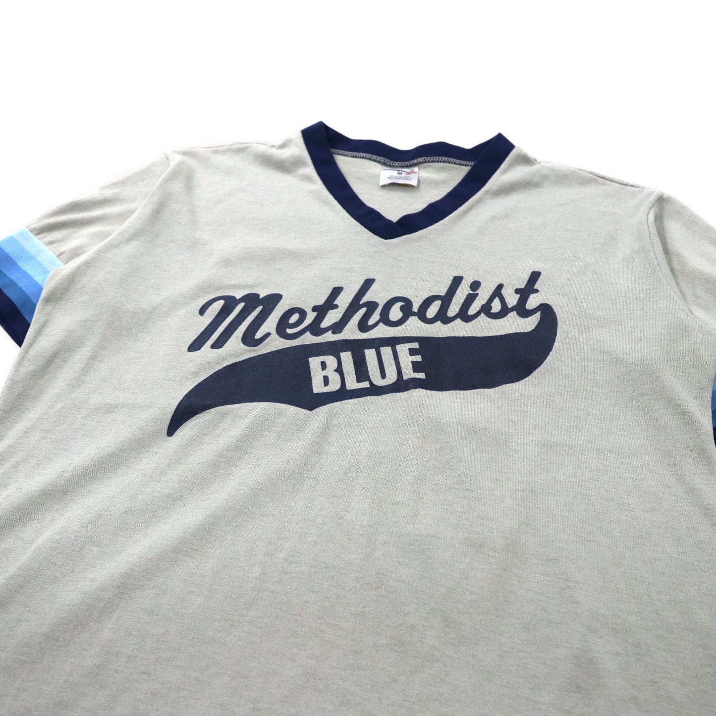 Swingster USA製 90年代 Vネック リンガーTシャツ M グレー コットン ナンバリング methodist BLUE