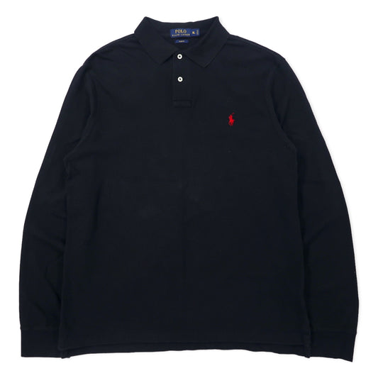 日本然リトテ-古着オンライン-POLO RALPH LAUREN 長袖 ポロシャツ XL ブラック コットン 鹿の子 スモールポニー刺繍-POLO RALPH LAUREN Long Sleeve Polo Shirt XL Black Cotton Pique Small Pony Embroidery