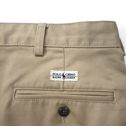 Polo Ralph Lauren 90年代 ポロチノ 2タック ワイド チノパンツ ワークパンツ L ベージュ ANDREW PANT プリーツ