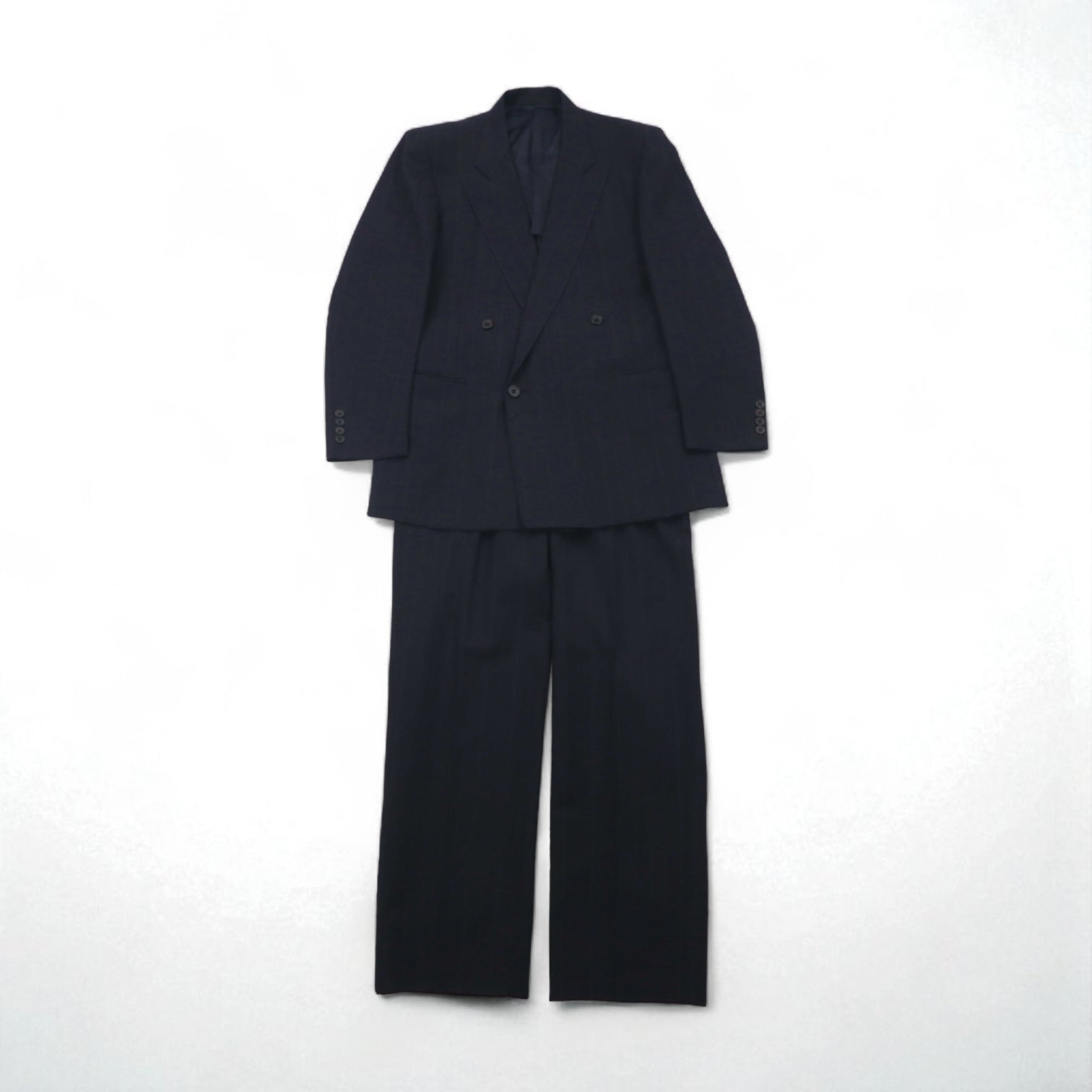 BURBERRY Made in Japan Peak Lapel Double-Breasted Blazer Suit, Size M, Wool and Mohair Stripe