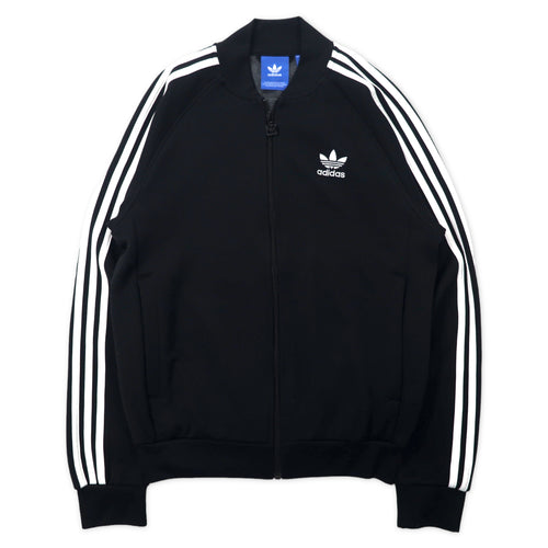 日本然リトテ-古着オンライン-adidas originals スーパースター トラックジャケット ジャージ ATP型 M ブラック ポリエステル トレフォイルロゴ 3ストライプス-Adidas Originals Superstar TRACK JACKET Jersey ATP Type M Black Polyester Trefoil Logo 3 Striped