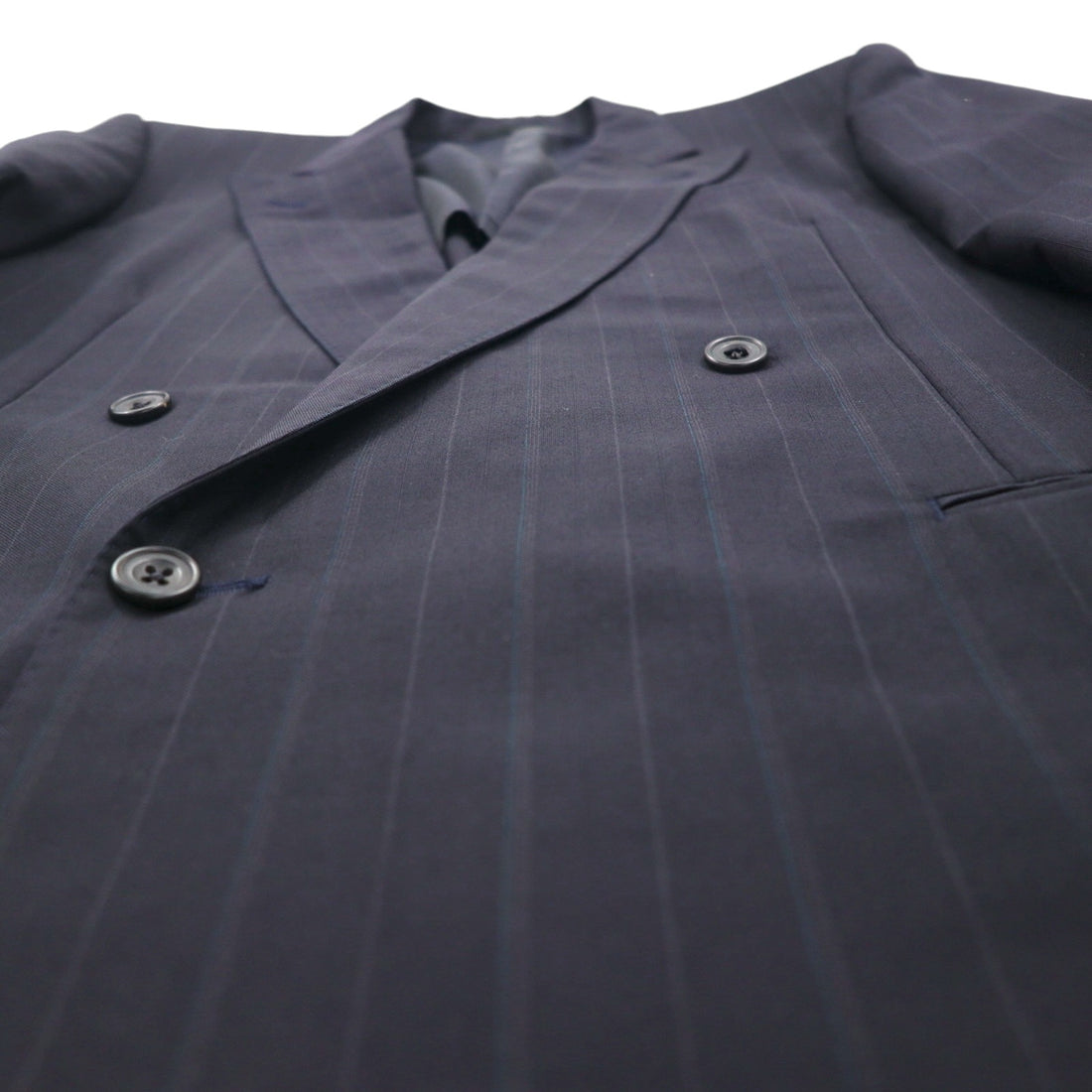 BURBERRY Made in Japan Peak Lapel Double-Breasted Blazer Suit, Size M, Wool and Mohair Stripe