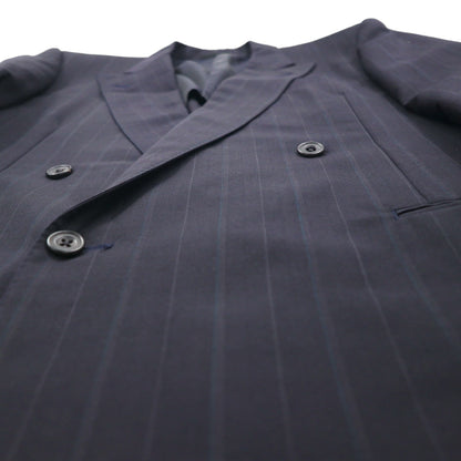BURBERRY 日本製 ピークドラペル ダブル ブレザー セットアップ スーツ M ウール モヘア ストライプ WOOL＆MOHAIR