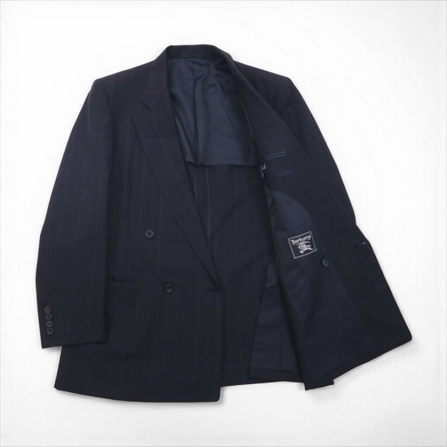 BURBERRY 日本製 ピークドラペル ダブル ブレザー セットアップ BURBERRY 日本製 ピークドラペル ダブル ブレザー セットアップ