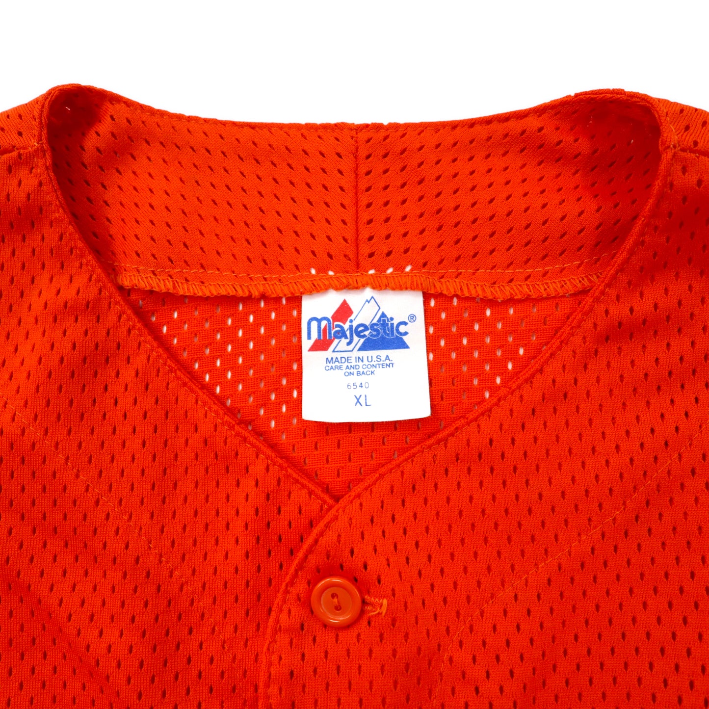 Majestic USA製 90年代 ベースボールシャツ XL オレンジ ポリエステル メッシュ ナンバリング ビッグサイズ