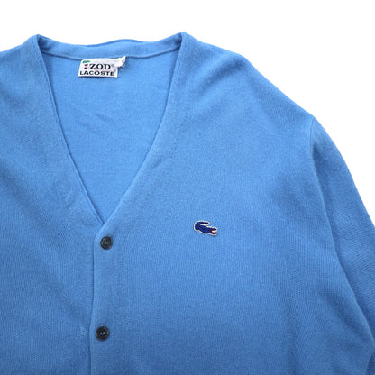 IZOD LACOSTE 70年代 糸巻きタグ アクリルニット カーディガン XL ブルー ワンポイントロゴ