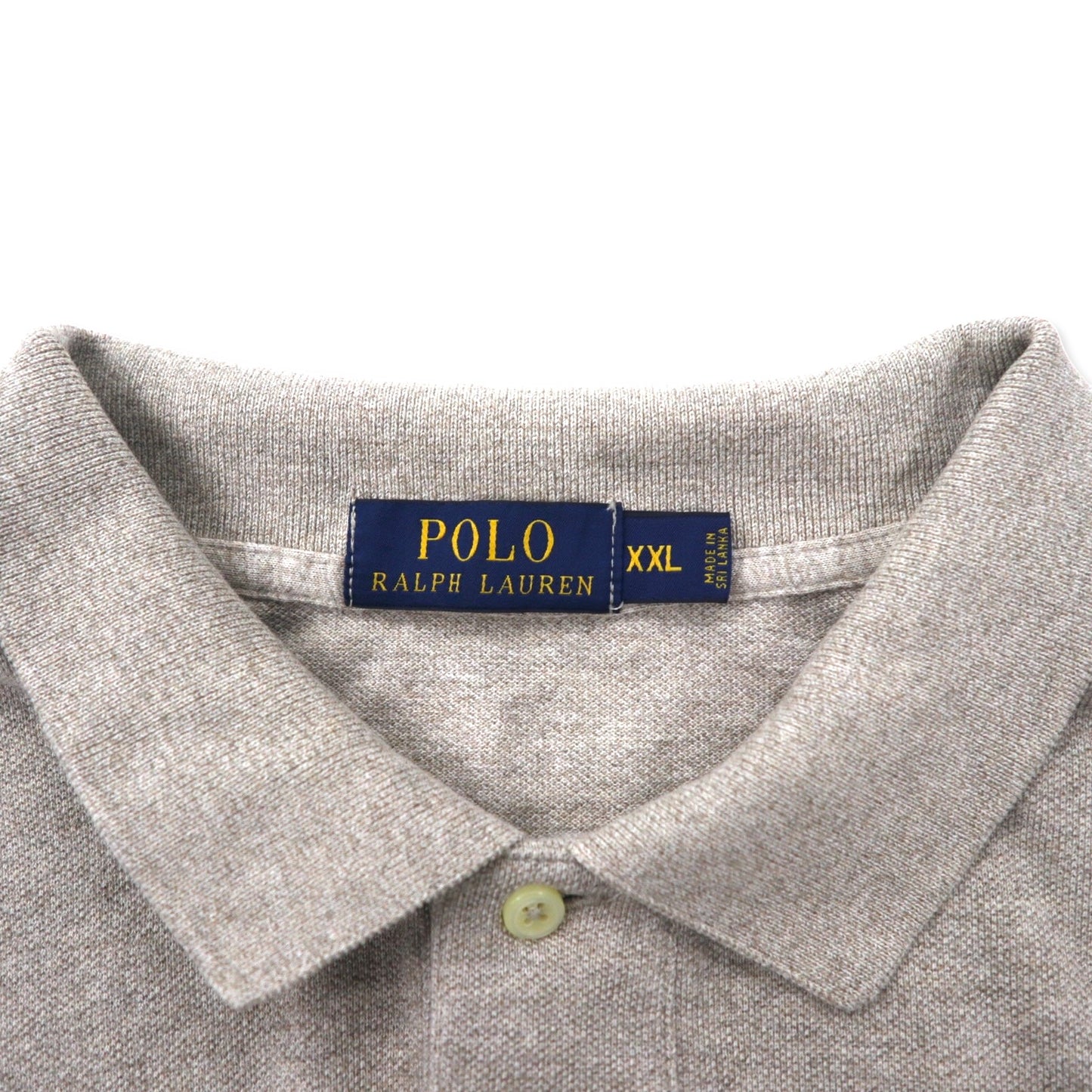 POLO RALPH LAUREN 長袖 ポロシャツ XXL ベージュ コットン 鹿の子 スモールポニー刺繍 ビッグサイズ