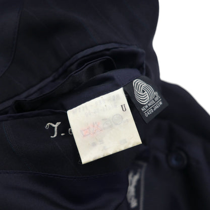 BURBERRY 日本製 ピークドラペル ダブル ブレザー セットアップ スーツ M ウール モヘア ストライプ WOOL＆MOHAIR