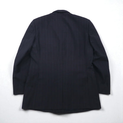 BURBERRY 日本製 ピークドラペル ダブル ブレザー セットアップ スーツ M ウール モヘア ストライプ WOOL＆MOHAIR