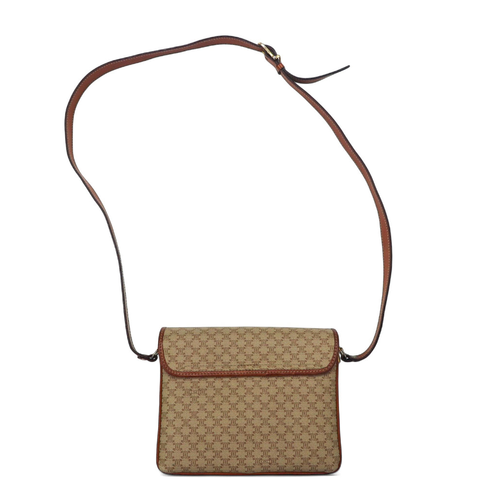 CELINE Old Macadam Shoulder Bag Brown PVC Leather Riri Zip M08 Made in Italy