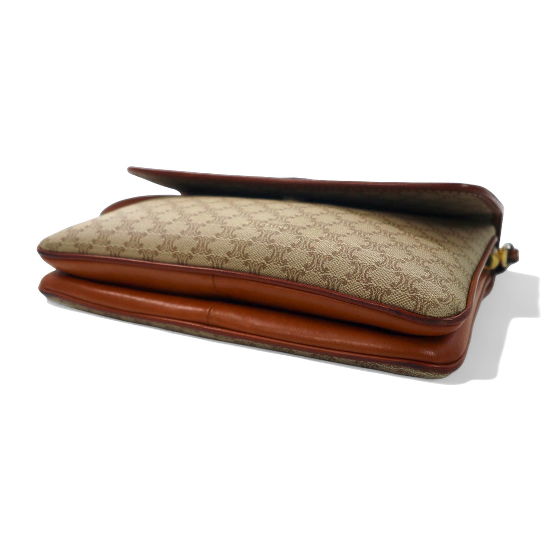 CELINE Old Macadam Shoulder Bag Brown PVC Leather Riri Zip M08 Made in Italy