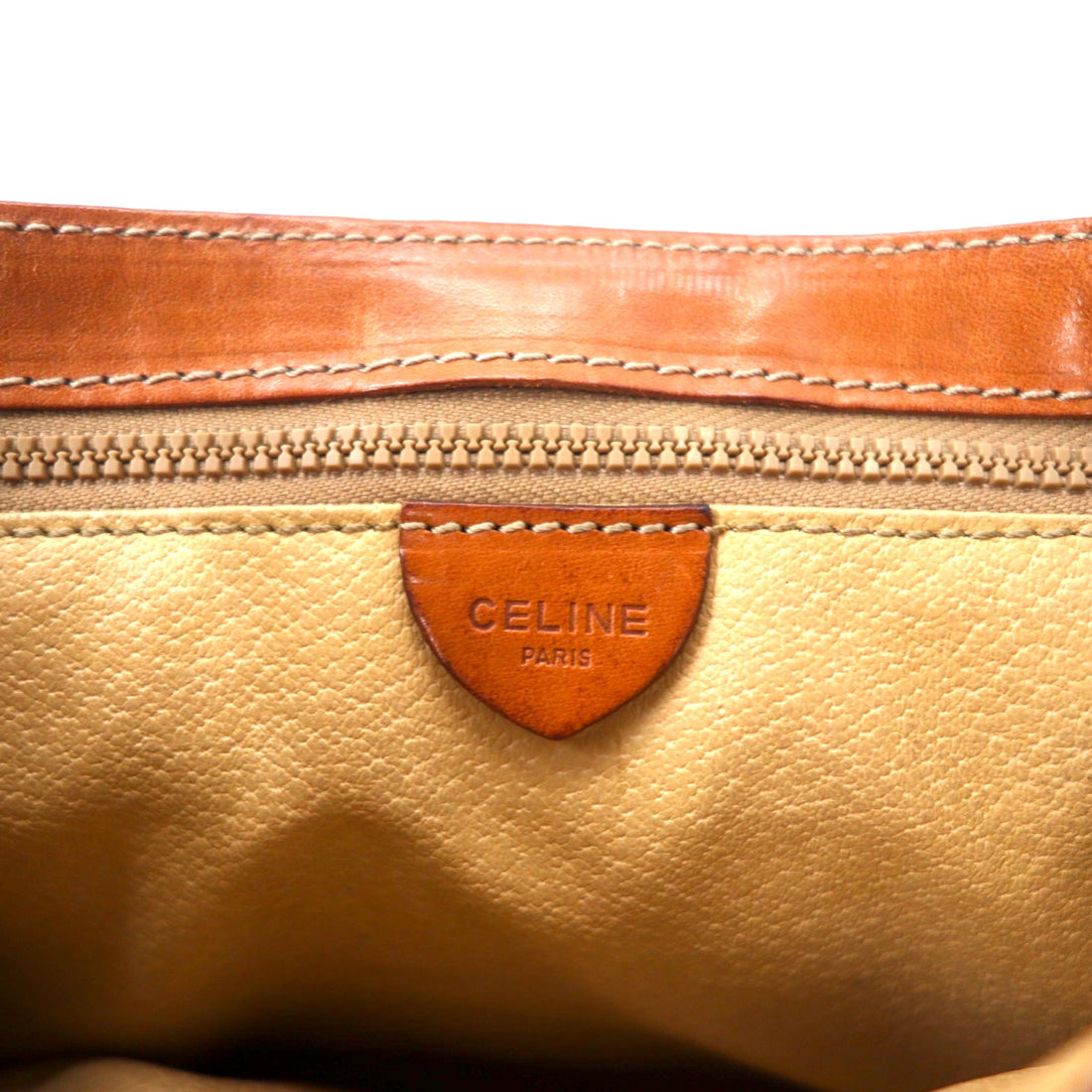 CELINE Old Macadam Shoulder Bag Brown PVC Leather Riri Zip M08 Made in Italy